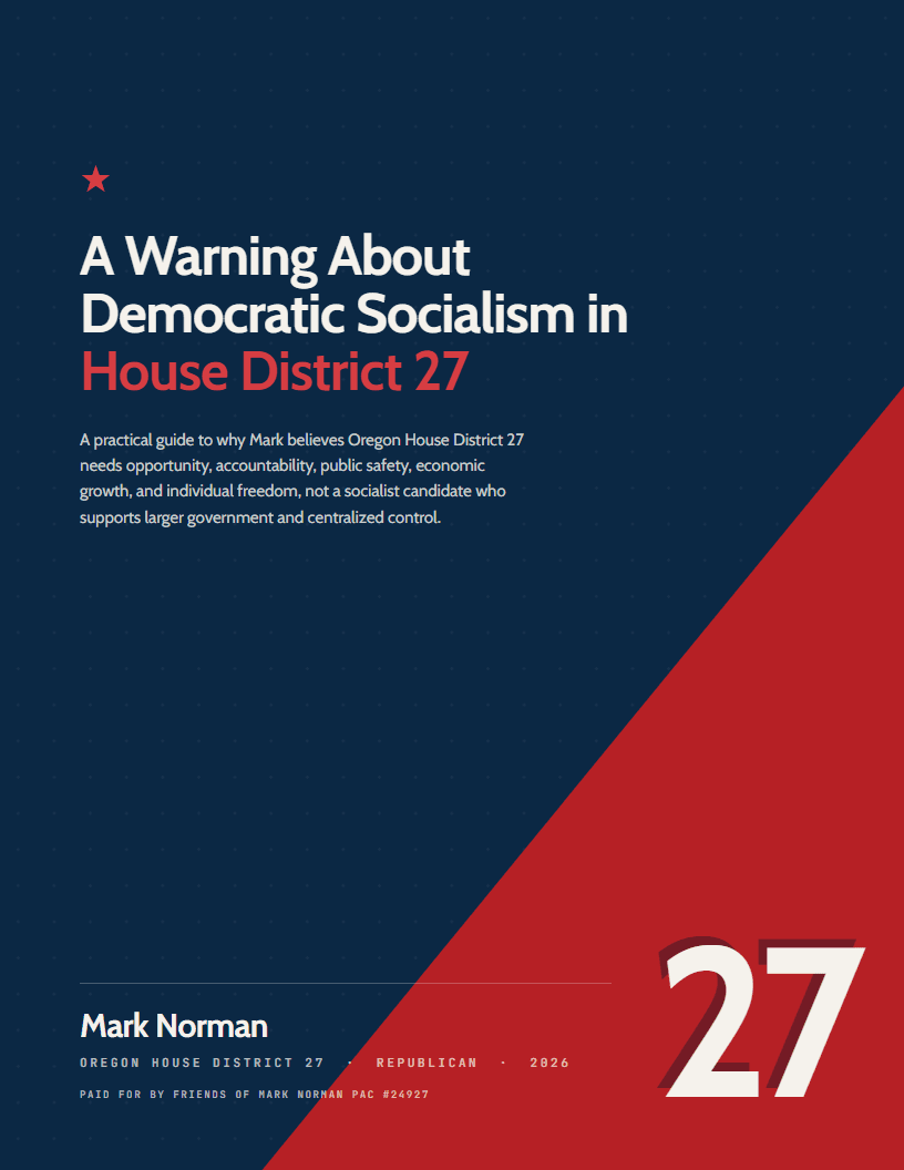 Guide cover: A Warning About Democratic Socialism in House District 27.
